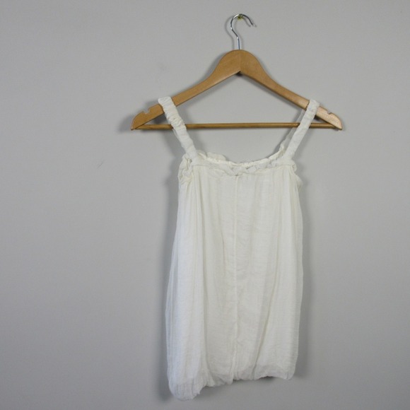 Ragazzi Italiani White S Top Blouse Cotton Silk Ruffle Rose Applique Silk 140 - Picture 6 of 12